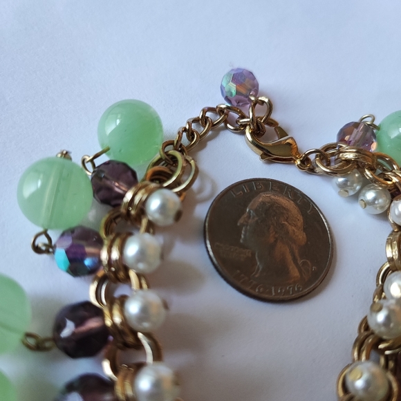 Set of Faux Jade Beads Pearls Bracelet and Necklace Vintage Amethyst Purple EUC - Picture 11 of 15